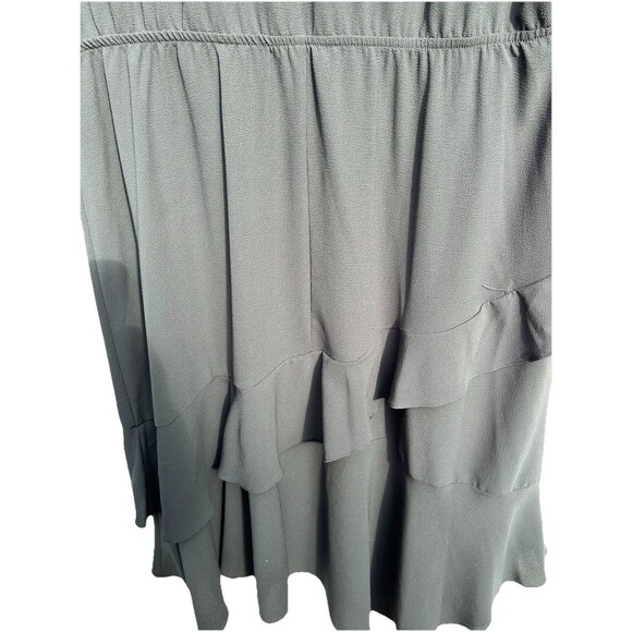 Women's Black SZ XXL Ruffle Elastic Waist Midi Dress Silky Witchy Whimsigoth - Picture 5 of 10